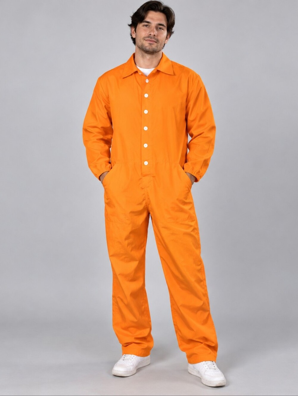 EraSpooky Prisoner Costume Adult Large Orange Inmate Jail Jumpsuit Halloween